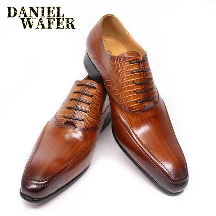 Men's Business Formal Leather Shoes British Style Brown Retro Oxford Shoes Wedding Groom's Shoes Brogue Carved Men's Shoes