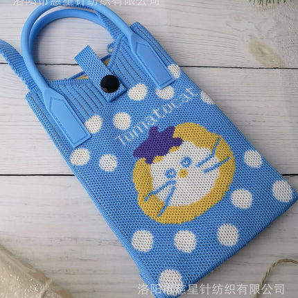 Girl's Heart-Shaped Knitted Crossbody Bag