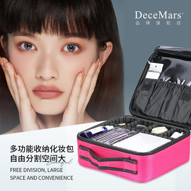 Decemars Multifunctional Storage Cosmetic Bag with Free Space Division, Large Portable Multi-Layer Removable Partition Bag