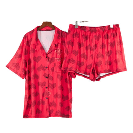 plus size pajamas women's spring and summer casual thin simple lapel shorts short sleeve home clothing wholesale suit