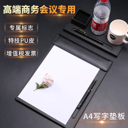 High-End Leather Hotel A4 Writing Board with Magnetic Buckle, Leather Coaster, Folder, Signing Document Board, Can Be Printed with Logo