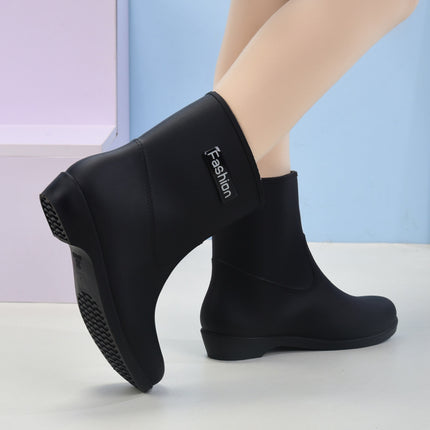 Fashionable Women's Short Rain Boots, Warm Cotton Rain Boots, Women's Kitchen Canteen Water Shoes, Bathroom Non-Slip Rubber Shoes, Women's Rain Boots