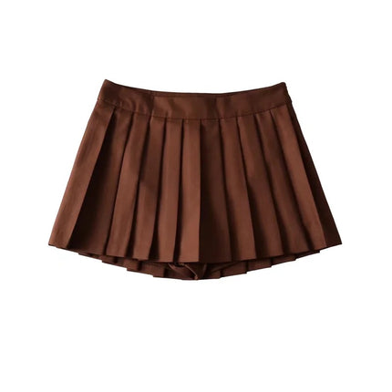 2024 Summer College Style Age-Reducing Anti-Exposure A-Line Short Skirt for Women, Mid-Waist Pleated Skirt with Short Front and Long Back