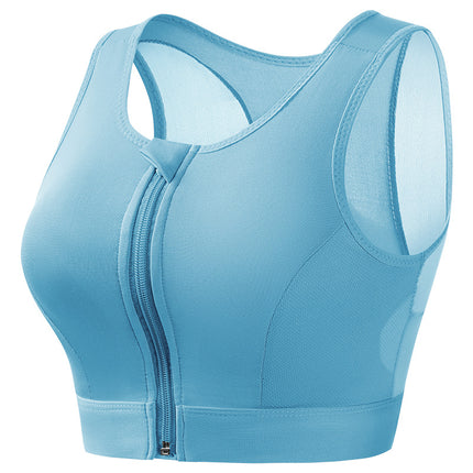 Sports bra women's high-strength shockproof push-up running zipper sports underwear with pad wireless yoga beauty vest