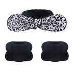 Black and white leopard print headband + 2 black wristbands/flat car interface