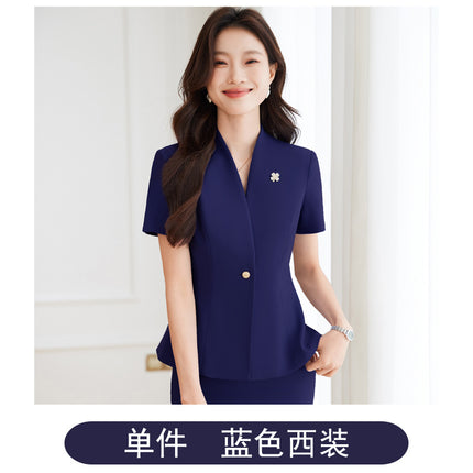 High-end Suit suit Women's Summer Thin Temperament Beauty Salon Front Desk Tooling Jacket Light Medical Beauty Jewelry Store Work Clothes