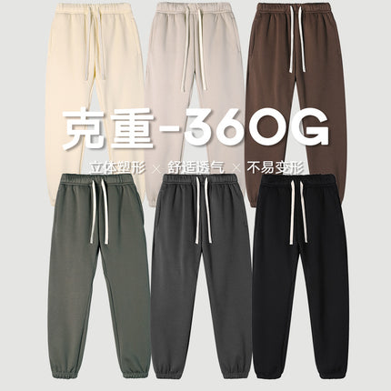 360g one-piece velvet tide fleece-lined padded pants for men and women with heavy feet binding foundation solid color casual pants winter
