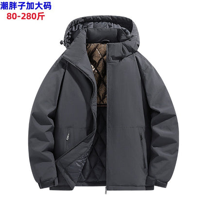 Factory Winter Cotton Clothes Men's Plus Size Casual Cotton Clothes Trendy Removable Cap Charge Clothes Graphene Warm Clothes