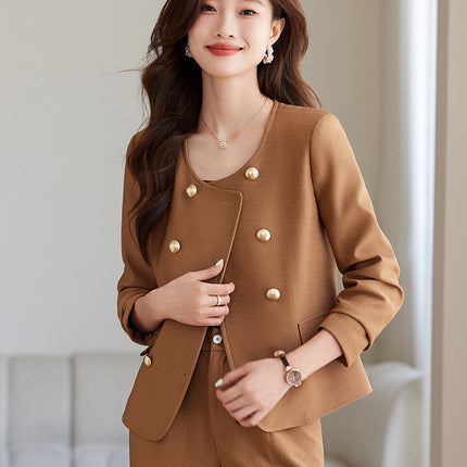 Xiao Xiang style wide leg pants suit 2024 autumn new pea green fashion commuter versatile stylish women's suit tide