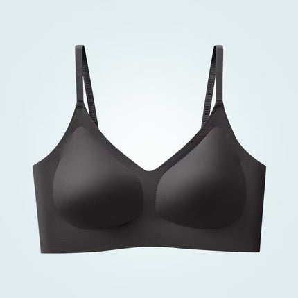 New Seamless Liquid Foundation Semi-Fixed Cup Push-Up Type Lifting Support Bra with Wide Shoulder Straps for Women