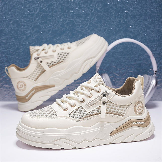 Summer New Mesh Thin Lace-Up Breathable Sneakers Trendy Versatile Shallow Men's Casual Slip-On Shoes