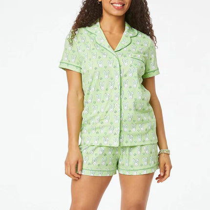 2025 Summer Amazon European and American Monkey Print Casual Set Cross-Border Trade Women's Shirt Shorts Trendy Homewear