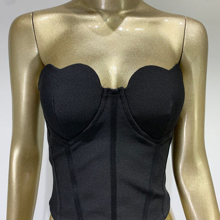 Amazon AliExpress Hot 2023 Summer New Bandage Tube Top European and American Fashion Heart croptop