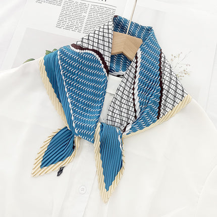 New wrinkled small square scarf female Korean imitation silk printed wrinkled small scarf Joker scarf decorative scarf wholesale