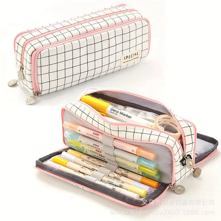 Large-Capacity Retractable Pencil Case Stationery Box in Japanese and Korean Style, Macaron Color, Upgraded Version for Primary and Secondary School Students, in Stock