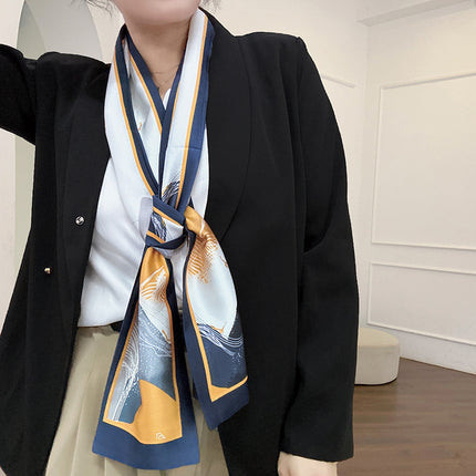 Spring and Summer New Double-layer New Silk Satin Neck Protection Scarf Women's Autumn and Winter Matching Shirt Elegant All-match Scarf