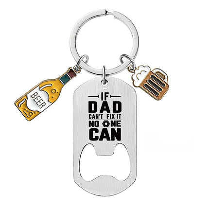 Cross-border Stainless Steel Engraving Metal Keychain Bottle Opener Wine Glass Wine Bottle Birthday Christmas Father's Day Gift