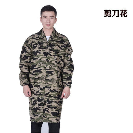 Blue Coat Work Clothes Men's and Women's Long-sleeved Denim Coat Wear-resistant Dust-proof Handling Warehouse Labor Protection Clothing Long Camouflage Clothing