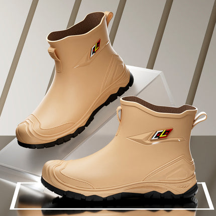 Fashion men's rain shoes short tube new water shoes overshoes rain boots non-slip waterproof kitchen car wash fishing shoes cross-border batch
