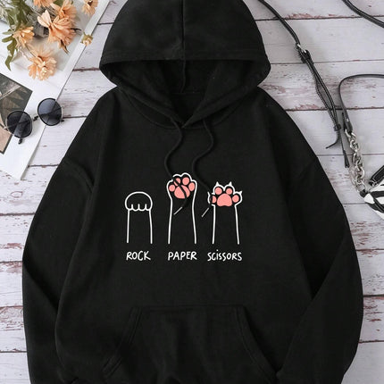 Cute Cat Claw Rock Paper Scissors Sweatshirt Women's Fashion