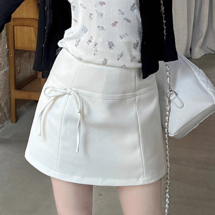 Bow A-Line Skirt for Women Spring 2025 New Age-Reducing High-Waist Design Niche Slimming Look Hip-Hugging Short Skirt