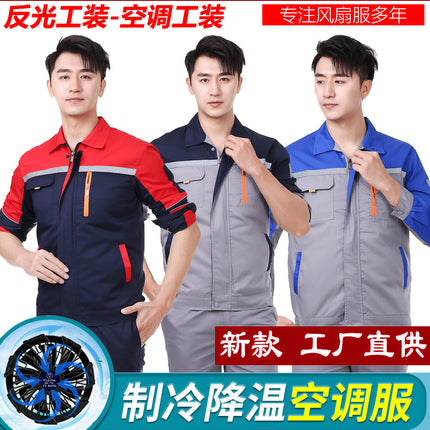 Summer New Casual Cooling Refrigeration Air-Conditioning Clothing USB Electric Fan Sun Protection and Heatstroke Prevention Electrician Labor Protection Work Clothes