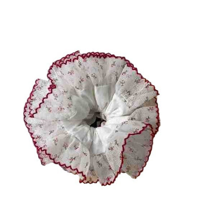 Contrast Color Lace Hair Accessories Fresh Small Floral Hair Band Sweet and Cute Ins Hair Rope Red Edge White Headdress