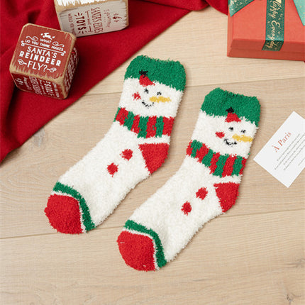 Coral fleece Christmas socks autumn and winter thick tube socks New Year gift socks cartoon Christmas socks cross-border wholesale