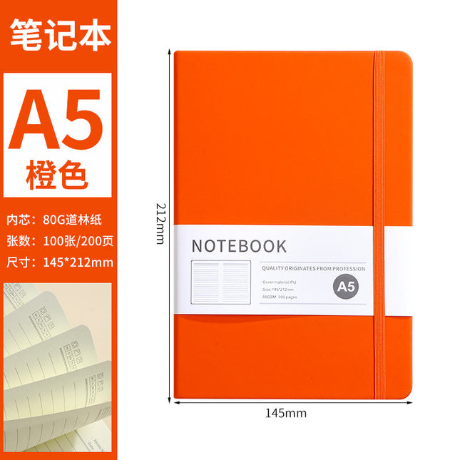 A5 imitation leather strap notebook cross-border in stock business office hard leather notebook elastic band notepad can be customized