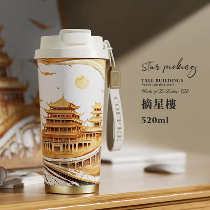 New Ceramic Thermos Coffee Cup for Girls, a Lucky Charm with High Aesthetic Value, Double Drinking Cup, Lily of the Valley Gift Cup