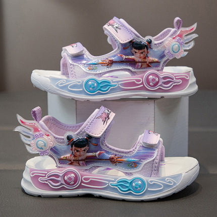 Children's Sandals Girls Beach Shoes Summer New Cartoon Girls Princess Shoes Cute Soft Sole Baby Sports Sandals