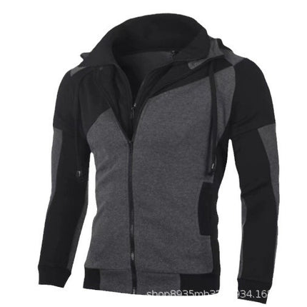 Cross-border Winter Men's Fleece-lined Hoodie Fashion Double Zipper Cardigan Sweater Casual Sweatshirt Jacket