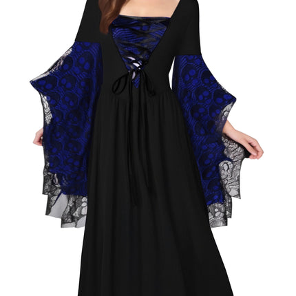 Hot-Selling Cross-Border Amazon Halloween European and American Cosplay Women's Skull Lace Dress Hot Style Plus Color