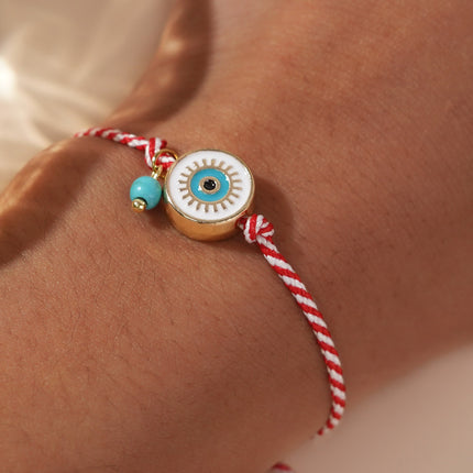 Cross-border Explosions Fashion Simple Martis Bracelet White Eyes Turquoise Red and White Rope Bracelet for Women
