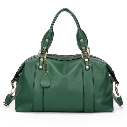 Cross-Border Foreign Trade Women's Bag Boston Bag Solid Color Simple Handbag Work Commuter Bag Single Shoulder Crossbody Tote Soft