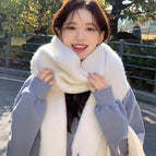 Mohair solid color scarf thickened-off-white