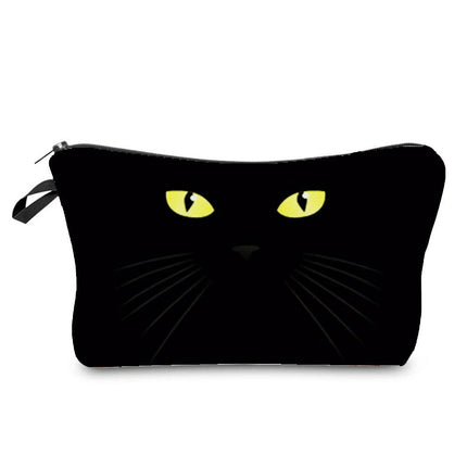 New Black Cat Print Travel Simple Toiletries Bag Women's Cosmetic Bag Travel Portable Zipper Storage Bag Printable