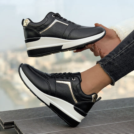Women's Sports Casual Shoes European and American New Fashion Wedge Thick Sole Casual Sports Women's Single Shoes 43 Large Size Wholesale
