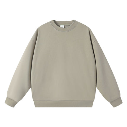 Trendy Brand Heavyweight 400g Terry Crewneck Sweatshirt Couple Pullover Autumn and Winter Thickened Coat Solid Color Loose Unisex Top