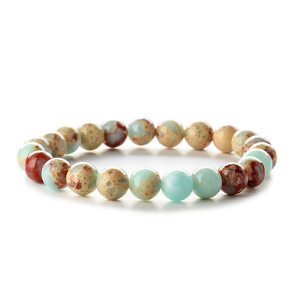 Factory Direct Sales 8mm Natural Gemstone Beads Bracelet Tiger Eye Volcanic Stone Agate Elastic Rope Beaded Bracelet Wholesale