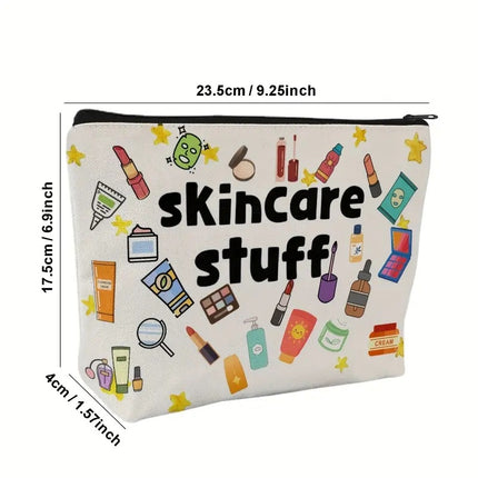Cross-border Hot Selling Printed Canvas Cosmetic Bag Women Clutch Bag Student Zipper Pencil Case Wholesale Large Capacity Storage Bag