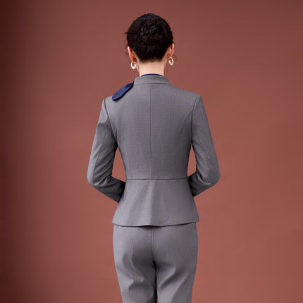 Gray Suit Suit for Women 2025 New Spring & Fall High-End Business Attire Formal Hotel Front Desk Manager Work Clothes