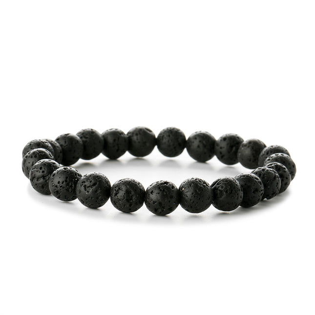 Factory Direct Sales 8mm Natural Gemstone Beads Bracelet Tiger Eye Volcanic Stone Agate Elastic Rope Beaded Bracelet Wholesale