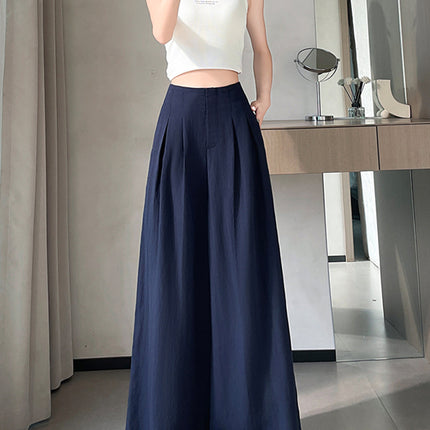 2025 Summer New Tencel Linen Wide-Leg Pants High-Waisted Cotton Linen Yamamoto Pants Thin Casual Pants for Women