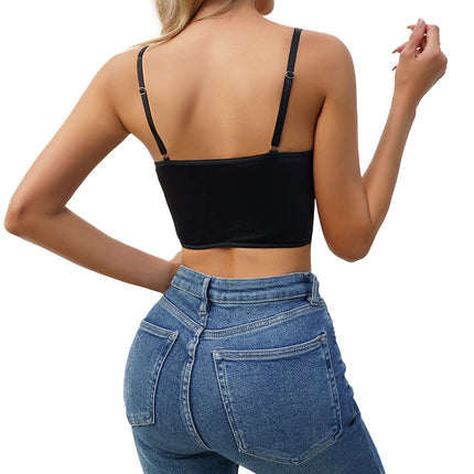 Amazon Autumn Tight Inner Wearing Fishbone Corset Waist Slimming Lace Spice Girl-breasted Camisole Women