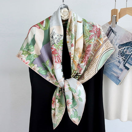 Chinese Style Double-sided Two-color Silk Flower Jacquard 110 Large Square Scarf Expensive Silk Scarf Shawl Gift Giving High-end Scarf