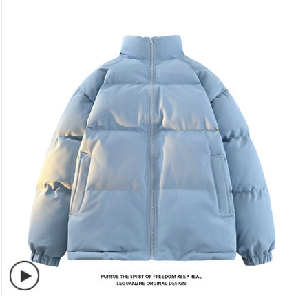 2025 Winter Men's Thickened Warm Stand Collar Cotton Jacket Couple Cross-Border Korean Fashion Puffer Jacket Cotton Coat
