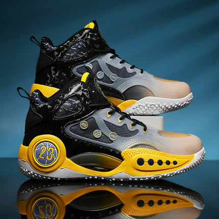 High-top sneakers men's spring 2023 new mesh breathable shock-absorbing basketball shoes thick-soled dad shoes casual fashion shoes