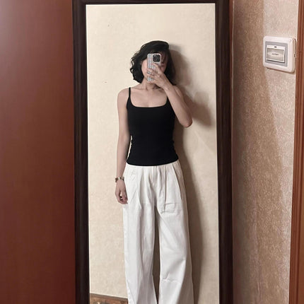 2025 New Korean Style Jeans for Women, High-Waisted, Loose, Slimming, Pleated Design, Wide-Legged, Loose Floor-Length Trousers