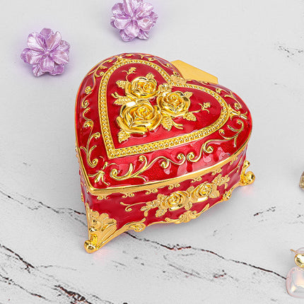 European retro metal jewelry box princess jewelry box exquisite enamel ladies necklace jewelry storage box wholesale